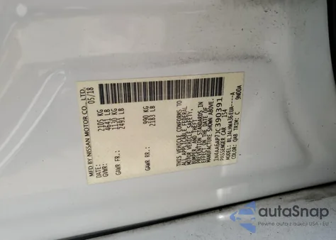 2018 Nissan Maxima 3.5S из США, поврежденный, VIN 1N4AA6AP7JC390391